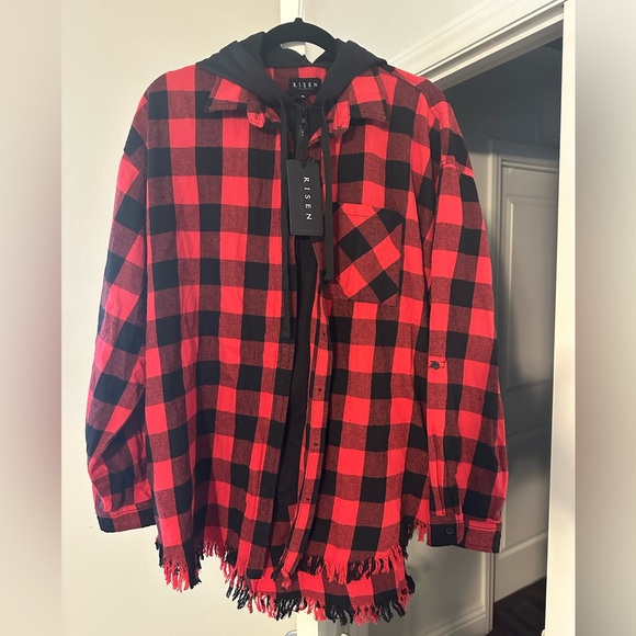 BNWT Risen zip up flannel shacket - Picture 1 of 5